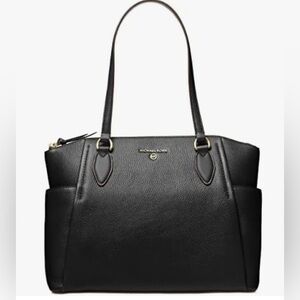 Michael Kors Black Sienna Pebbled Leather shoulder satchel purse bag EUC